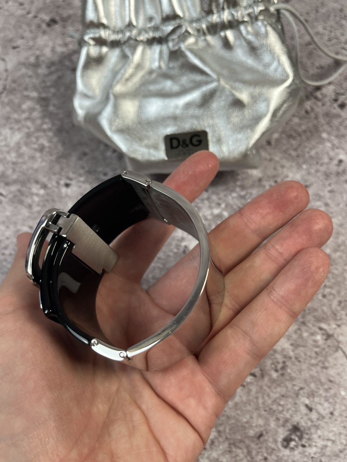 Dolce & Gabbana Vintage🔥DOLCE & GABBANA Black Lucite Chrome Buckle Bracelet Size ONE SIZE - 5 Thumbnail