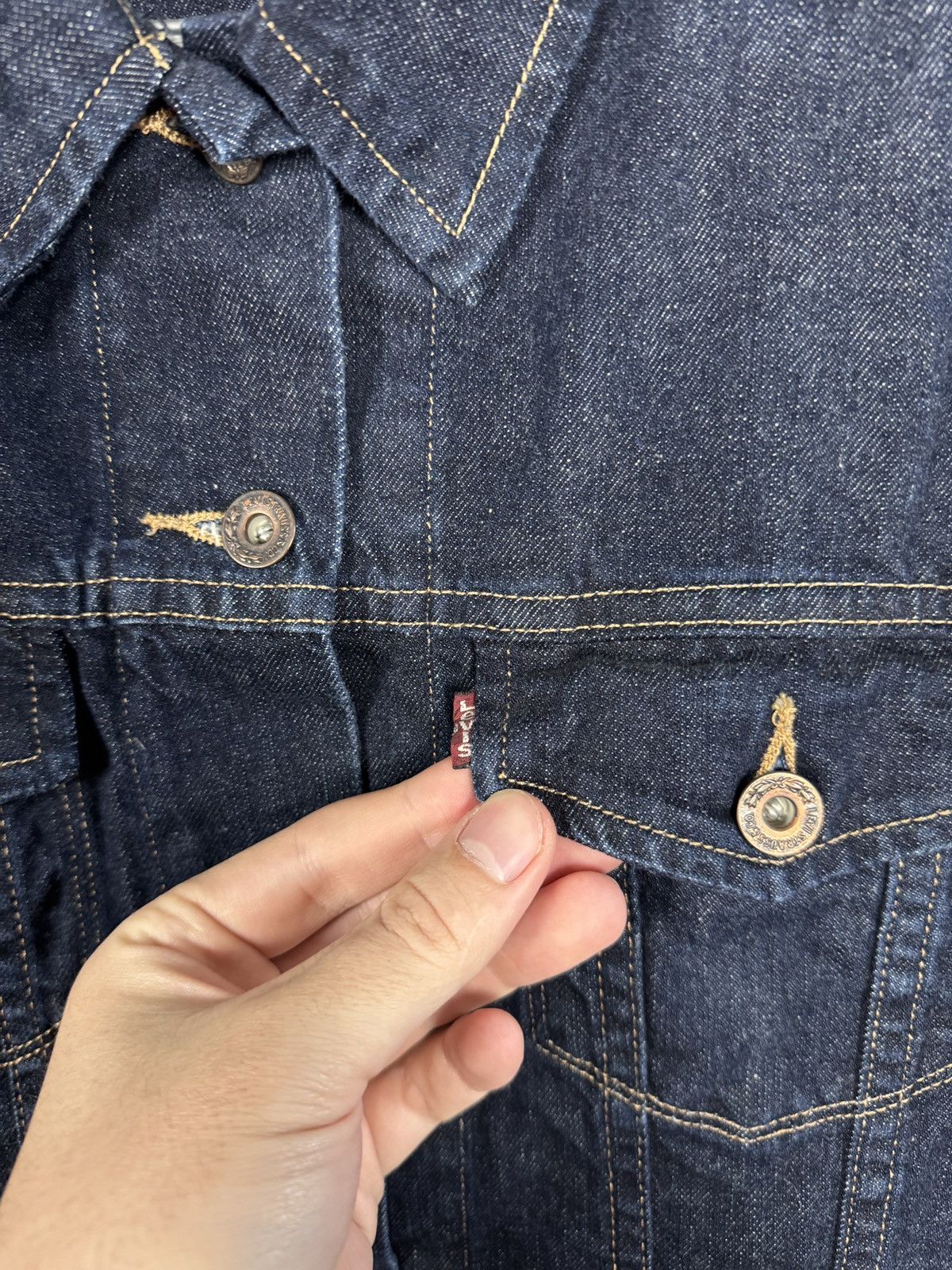 Levi's Levis Vintage Denim Trucker Jacket Classic Navy Blue Sz L Size L / US 10 / IT 46 - 7 Thumbnail