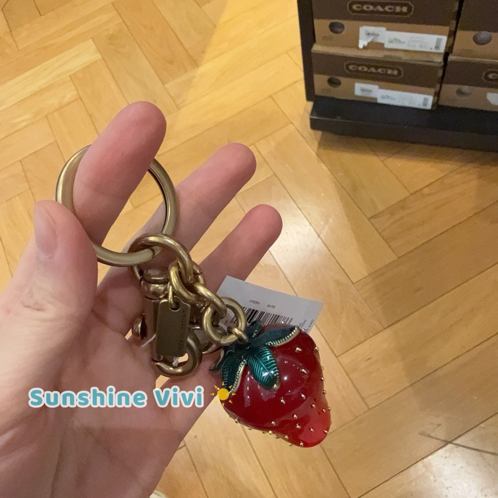 Coach NWT Coach Strawberry Bag Charm CAO50 BRASS/Red with dust bag Size ONE SIZE - 3 Thumbnail
