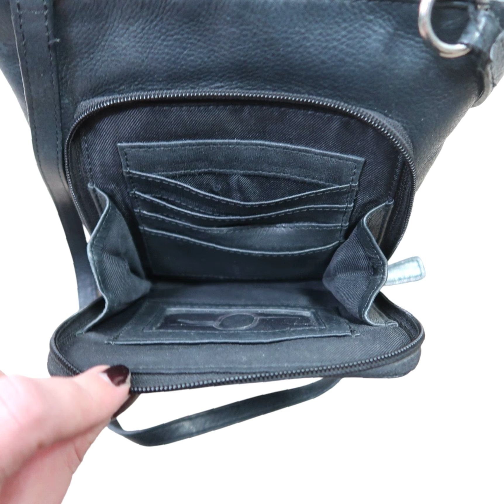 Fossil Fossil Crossbody Bag Purse Black Leather Mini 8”x8” Women Zip Casual Size ONE SIZE - 4 Thumbnail