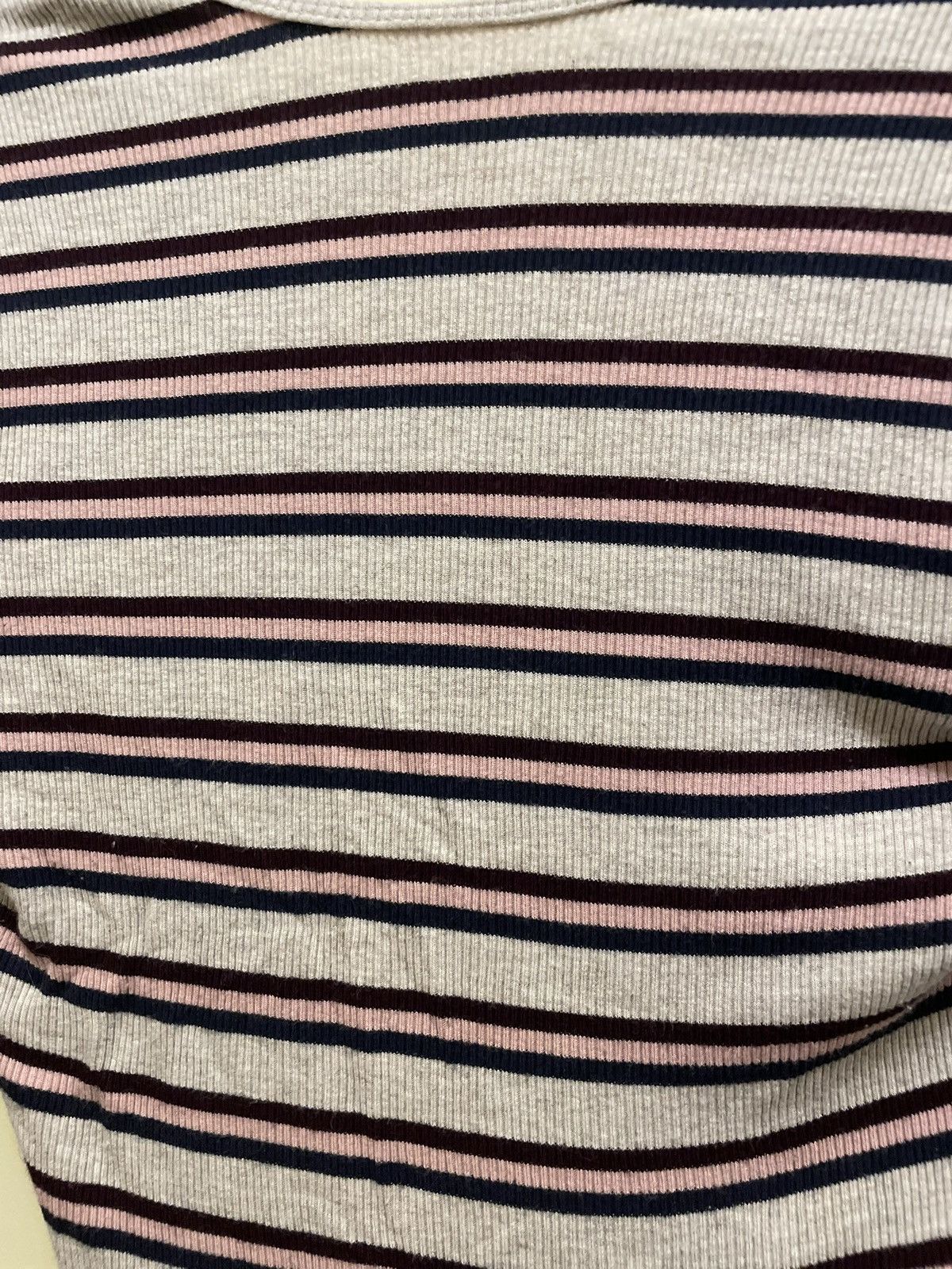 American Apparel American Apparel Pink Striped One Piece Bodysuit LS Shirt Size XS / US 0-2 / IT 36-38 - 2 Thumbnail