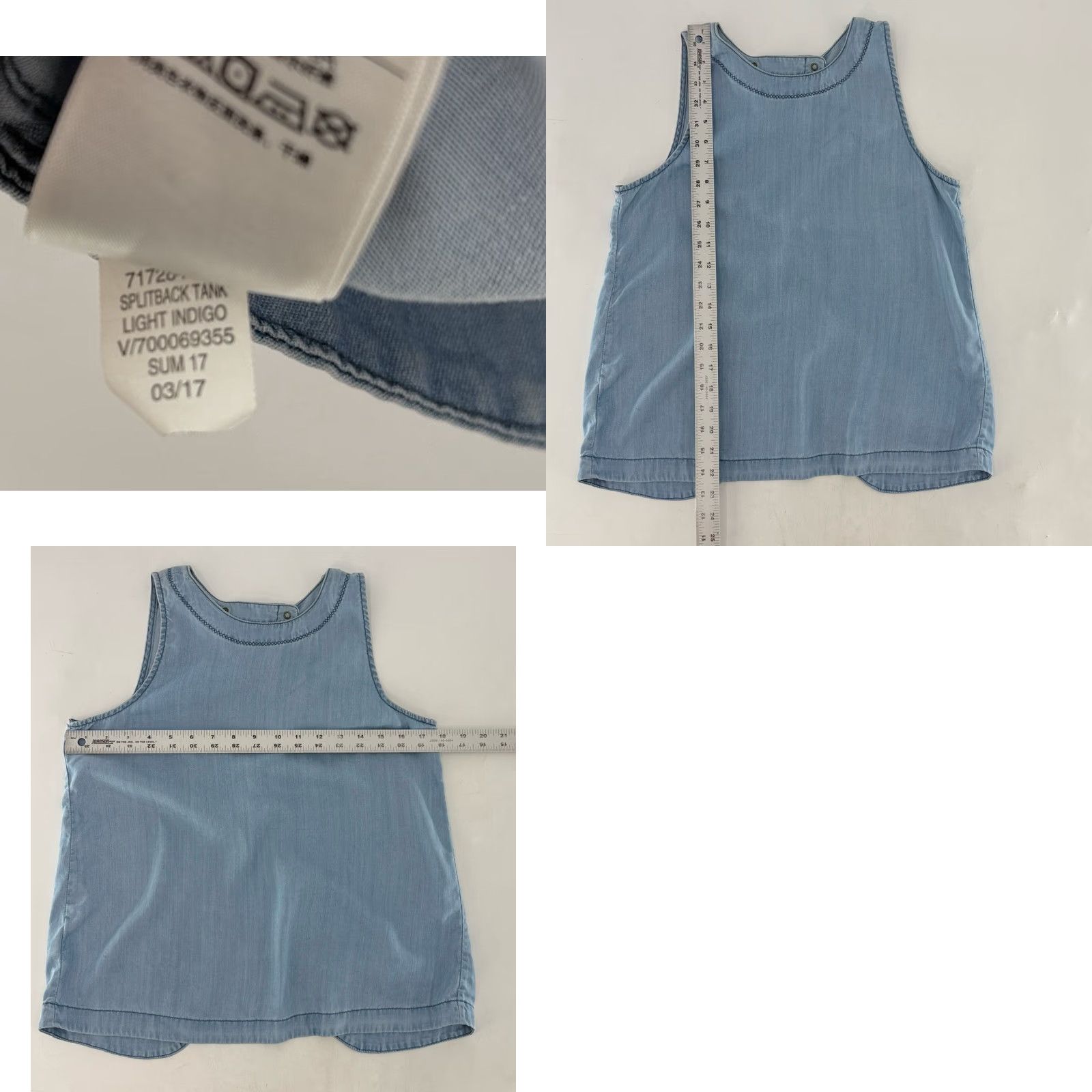 Gap GAP Women’s Tank Top XS Lyocell Chambray Blue Sleeveless Round Neck Snap Casual Workwear Boho Classic 90s Size XS / US 0-2 / IT 36-38 - 8 Thumbnail