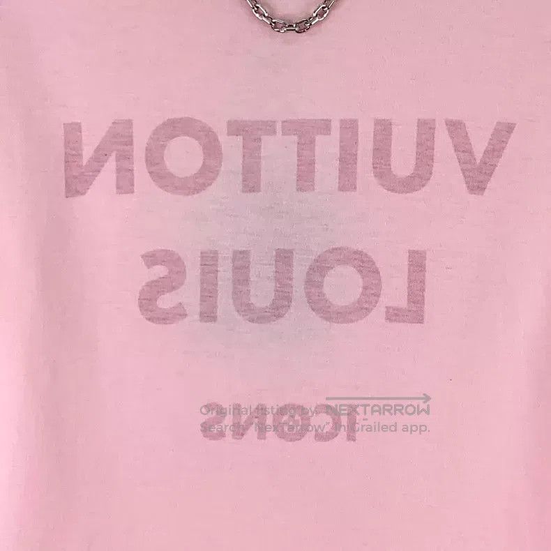 Louis Vuitton Louis Vuitton Pink logo monogrammed chain cotton crew neck Size XS / US 0-2 / IT 36-38 - 4 Thumbnail