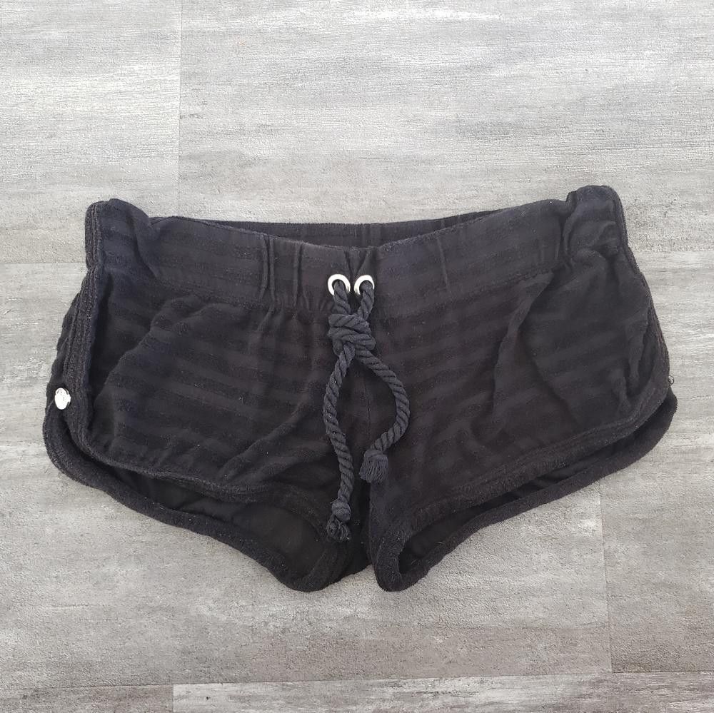 Designer Black Tonal Striped Terry CR Sweat Short Size 36" / US 14 / IT 50 - 1 Thumbnail