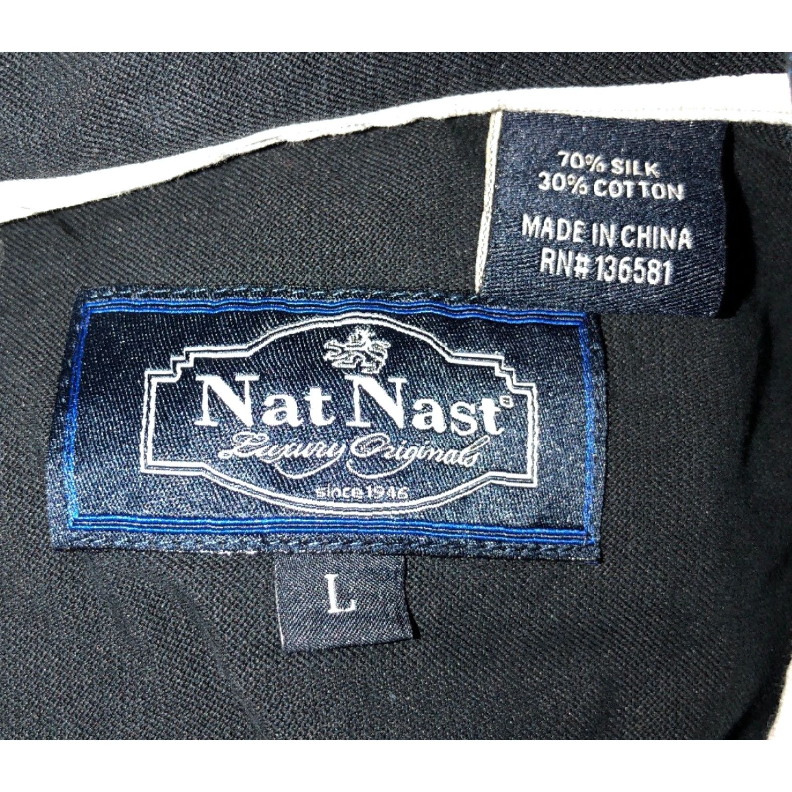 Nat Nast Nat Nast Mens Blue Silk/Cotton Short Sleeve Button Front Shirt L Size US L / EU 52-54 / 3 - 5 Thumbnail