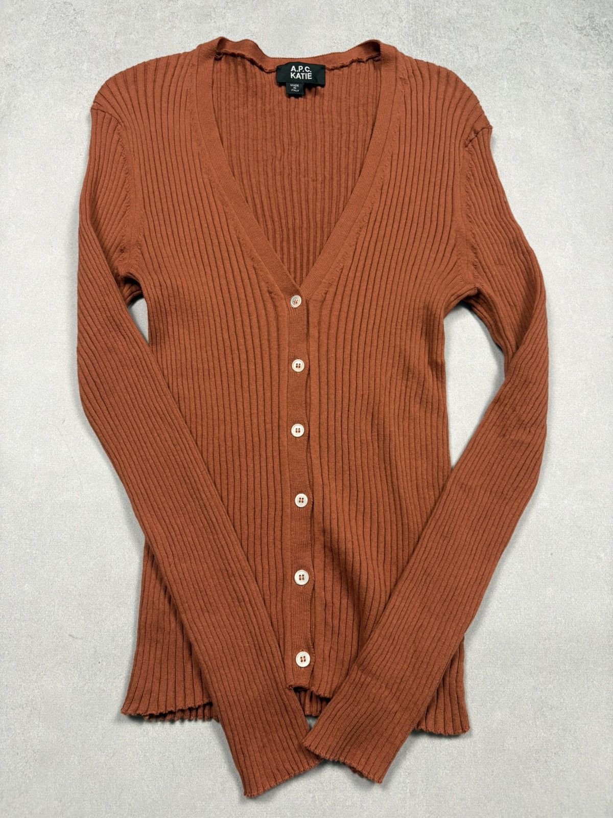A.P.C. A.P.C. Katie Ribbed Cardigan Rust Made In Italy Size M Rare Size M / US 6-8 / IT 42-44 - 2 Thumbnail