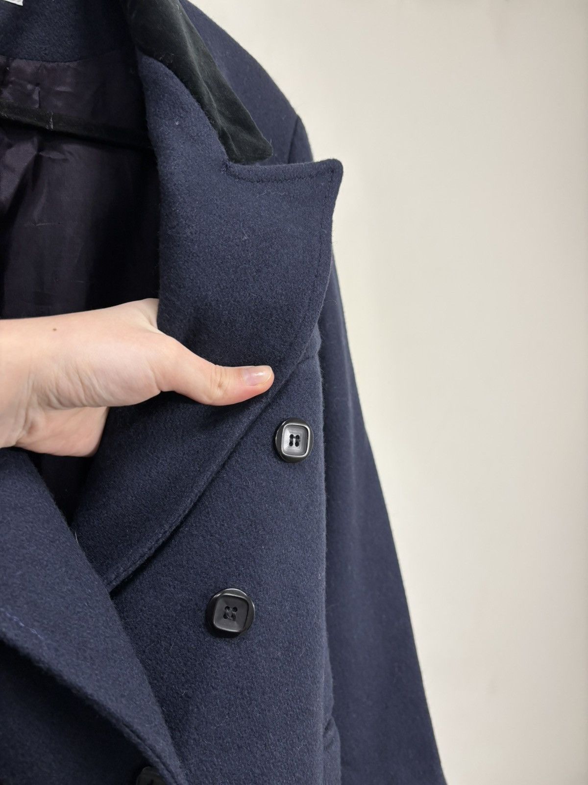 Other Vintage Lorovi Women’s Navy Blue Double Breasted Wool Coat Size XL / US 12-14 / IT 48-50 - 7 Thumbnail