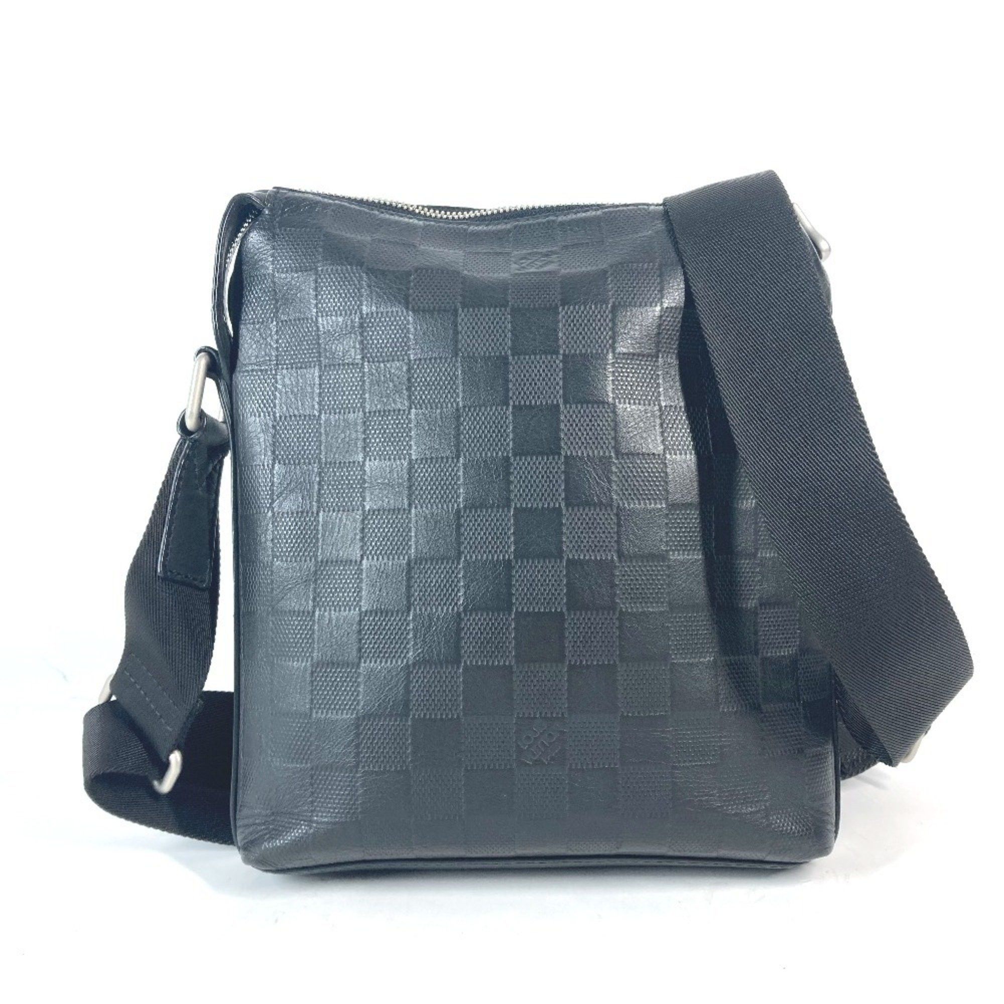 Louis Vuitton N42418 Damier Infini Discovery Messenger Bag Crossbody Pochette Shoulder Leather Men's Onyx Black