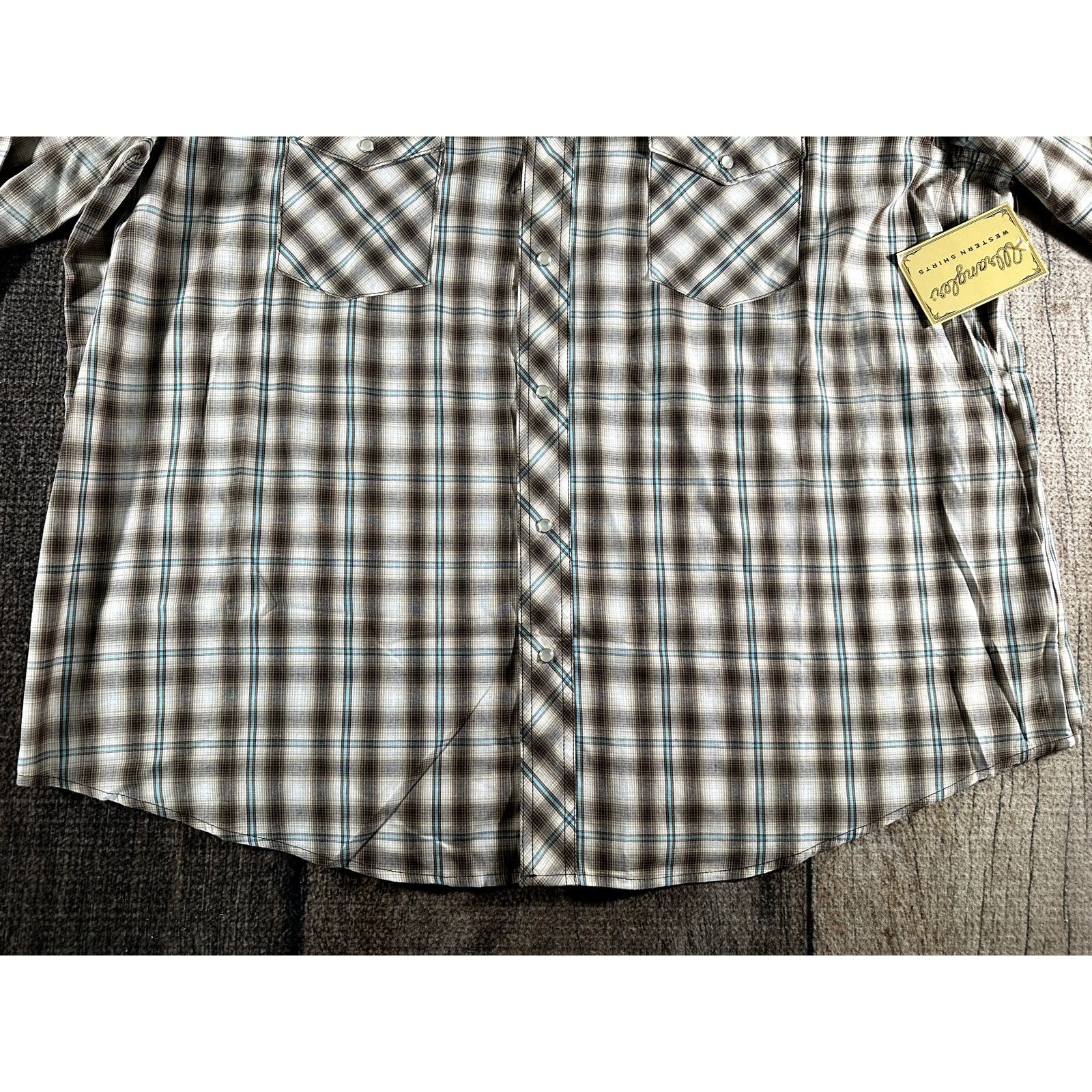 Wrangler NWT Wrangler Snap Button Down Shirt Men XXL Brown White Size US XXL / EU 58 / 5 - 5 Thumbnail