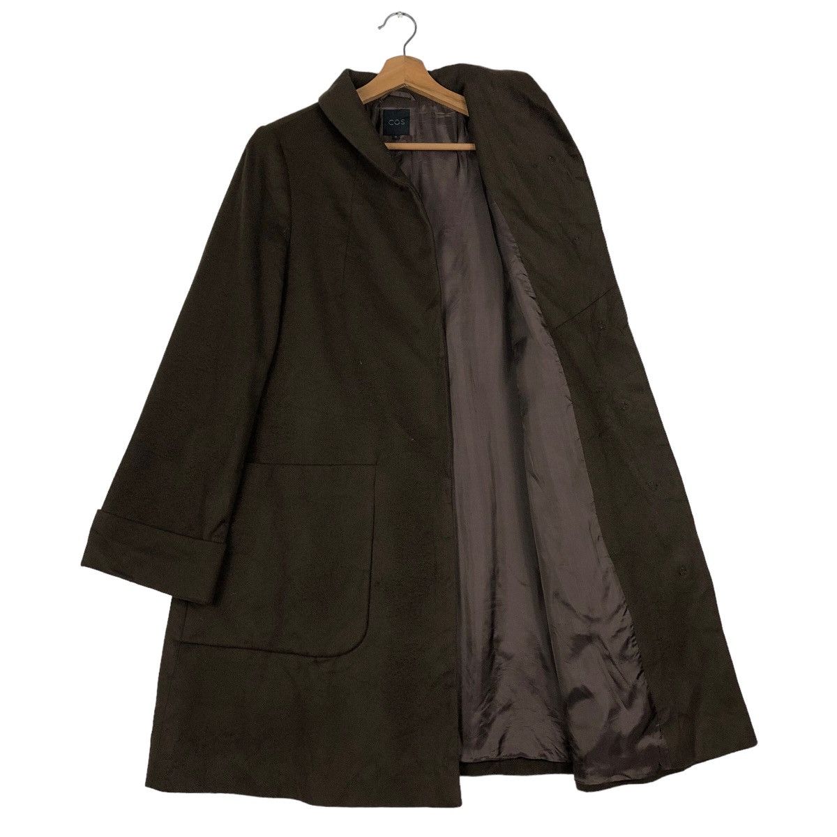 Cos 🔥Long Jacket Wool Herringbone Fly COS Rich Brown Size XS / US 0-2 / IT 36-38 - 11 Thumbnail