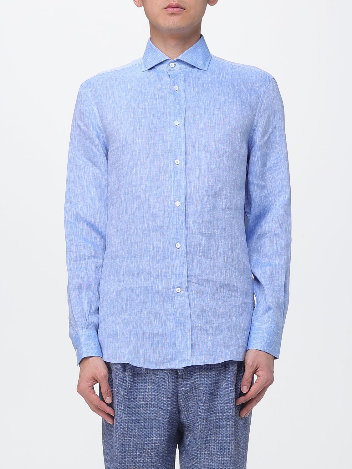 Brunello Cucinelli Brunello Cucinelli Shirt Men Gnawed Blue Size US XL / EU 56 / 4 - 1 Thumbnail
