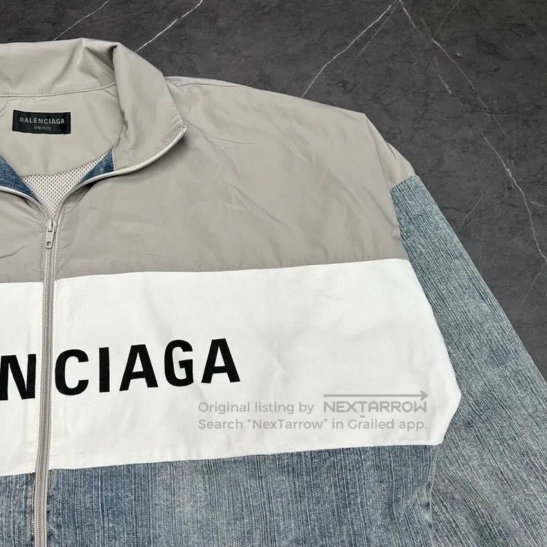 Balenciaga Balenciaga Washed Blue Denim Patchwork Windbreaker Jacket Size US XS / EU 42 / 0 - 4 Thumbnail