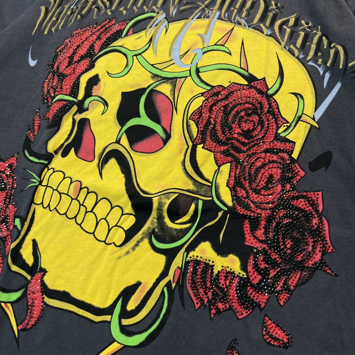 Ed Hardy Vintage 00s Ed Hardy Audigier Swag Skull Big Logo Tee Tshirt Size US L / EU 52-54 / 3 - 8 Thumbnail