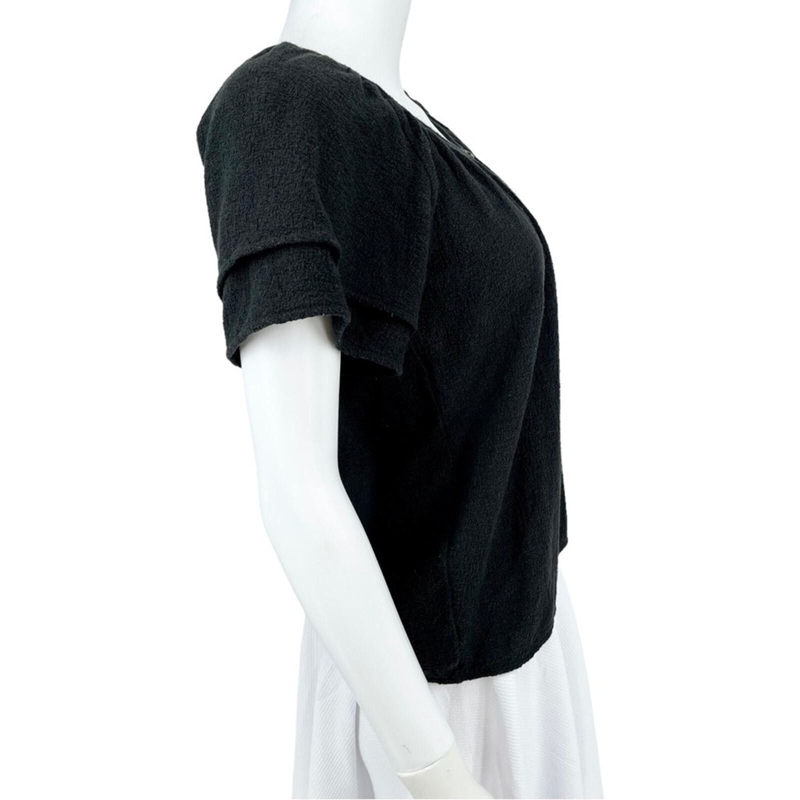 Madewell Madewell Texture & Thread XXS Blouse Tiered Cowl Neck Black Size XXS / US 00 / IT 34 - 4 Thumbnail