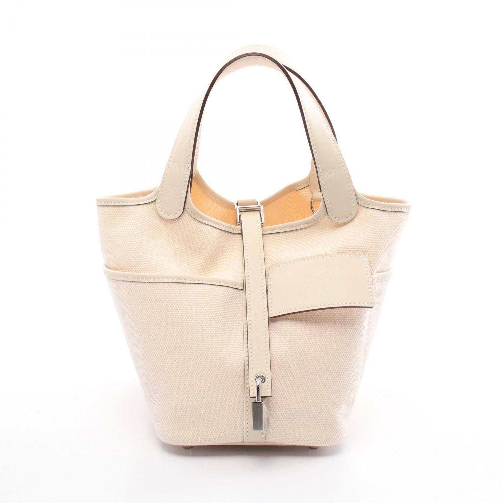 Hermes Hermes Picotan Lock Pocket Pm Ecru Nata Handbag Toile Goeland Veau Swift Ivory Silver Hardware U Stamp Size ONE SIZE - 1 Thumbnail