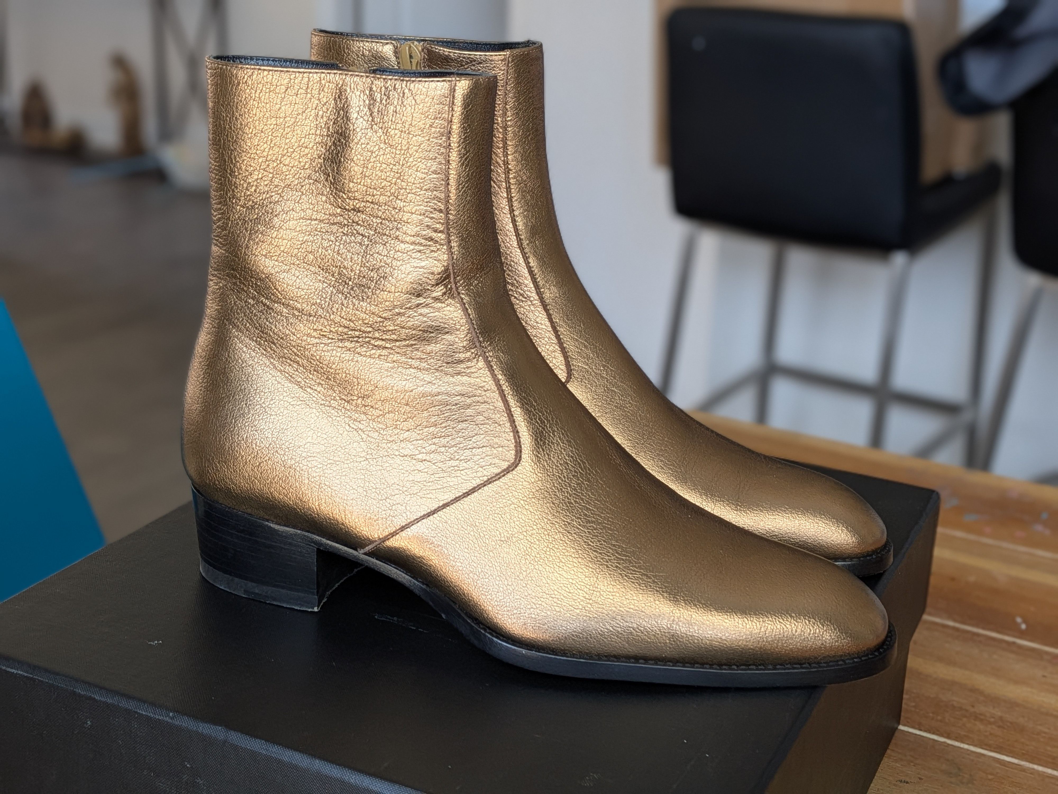Saint Laurent Gold Boots | Grailed