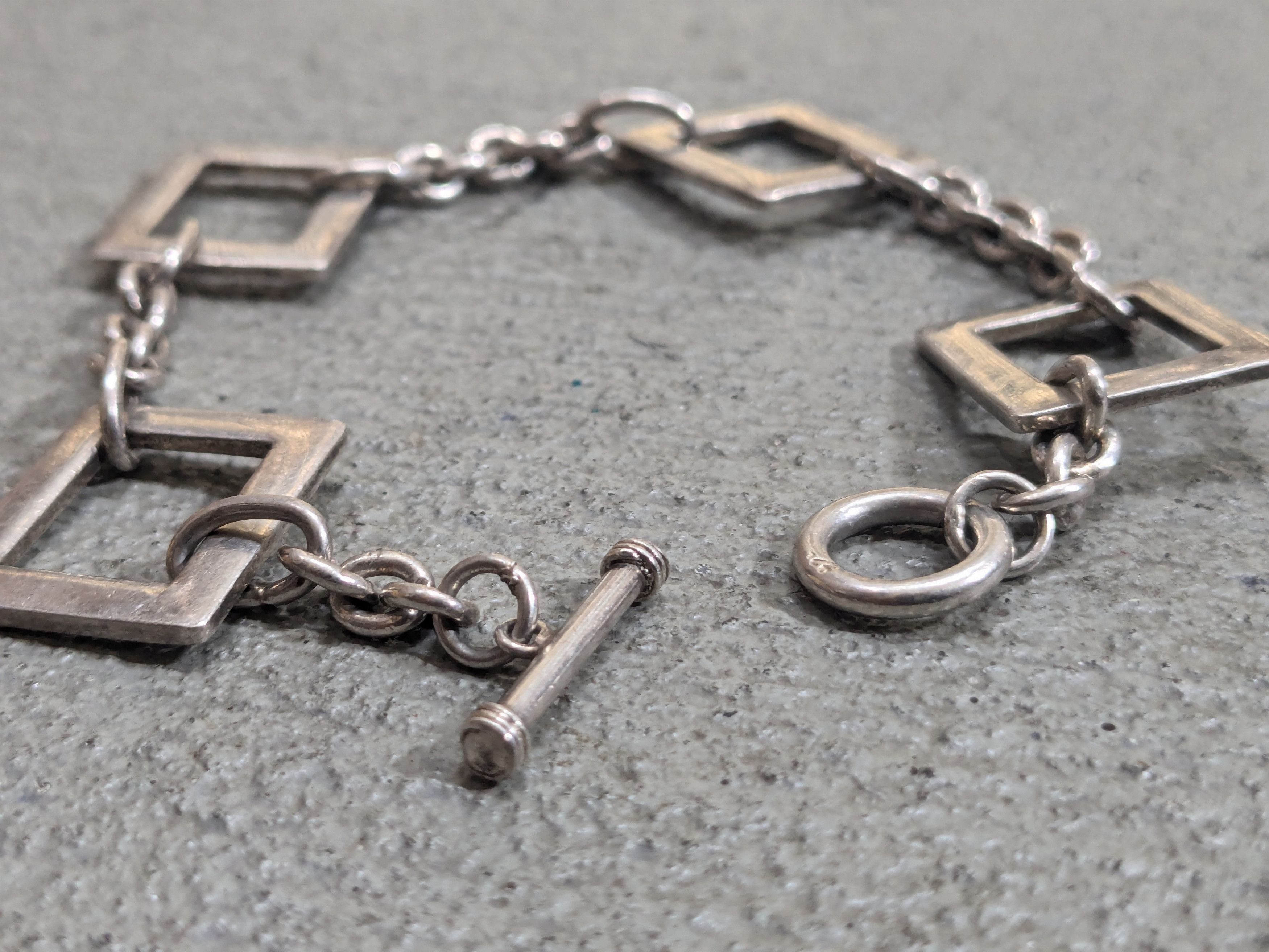 Sterling Silver Vintage Sterling Silver Bracelet Square Chain Size ONE SIZE - 6 Thumbnail