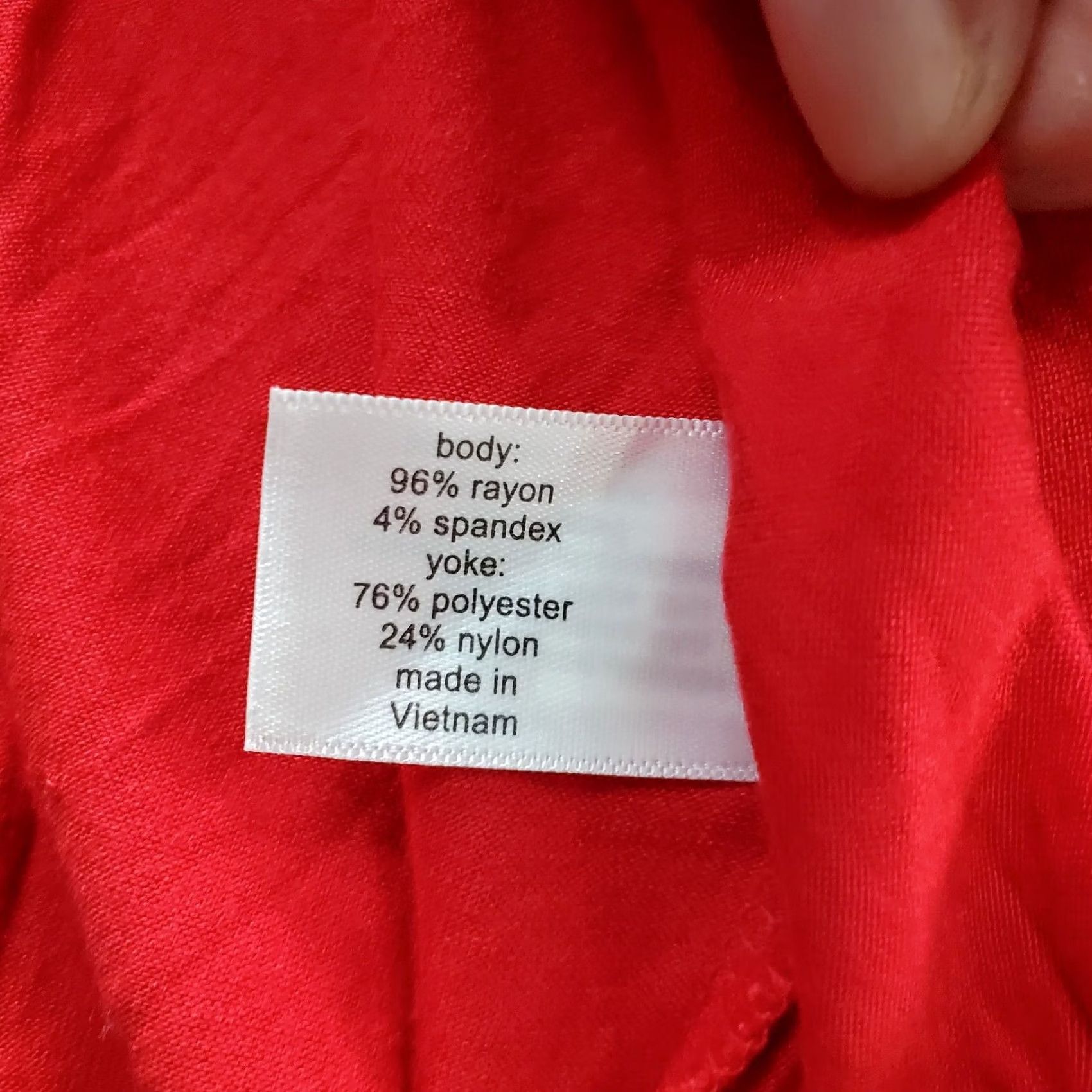 Vintage Lane Bryant Blouse Top Women's 26/28 Red Rayon Crochet Yoke Short Sleeve Stretch - Womens Size 26/28 Blouse Shirt Dressy Casual Shirt Size 4XL / US 24-26 - 5 Thumbnail
