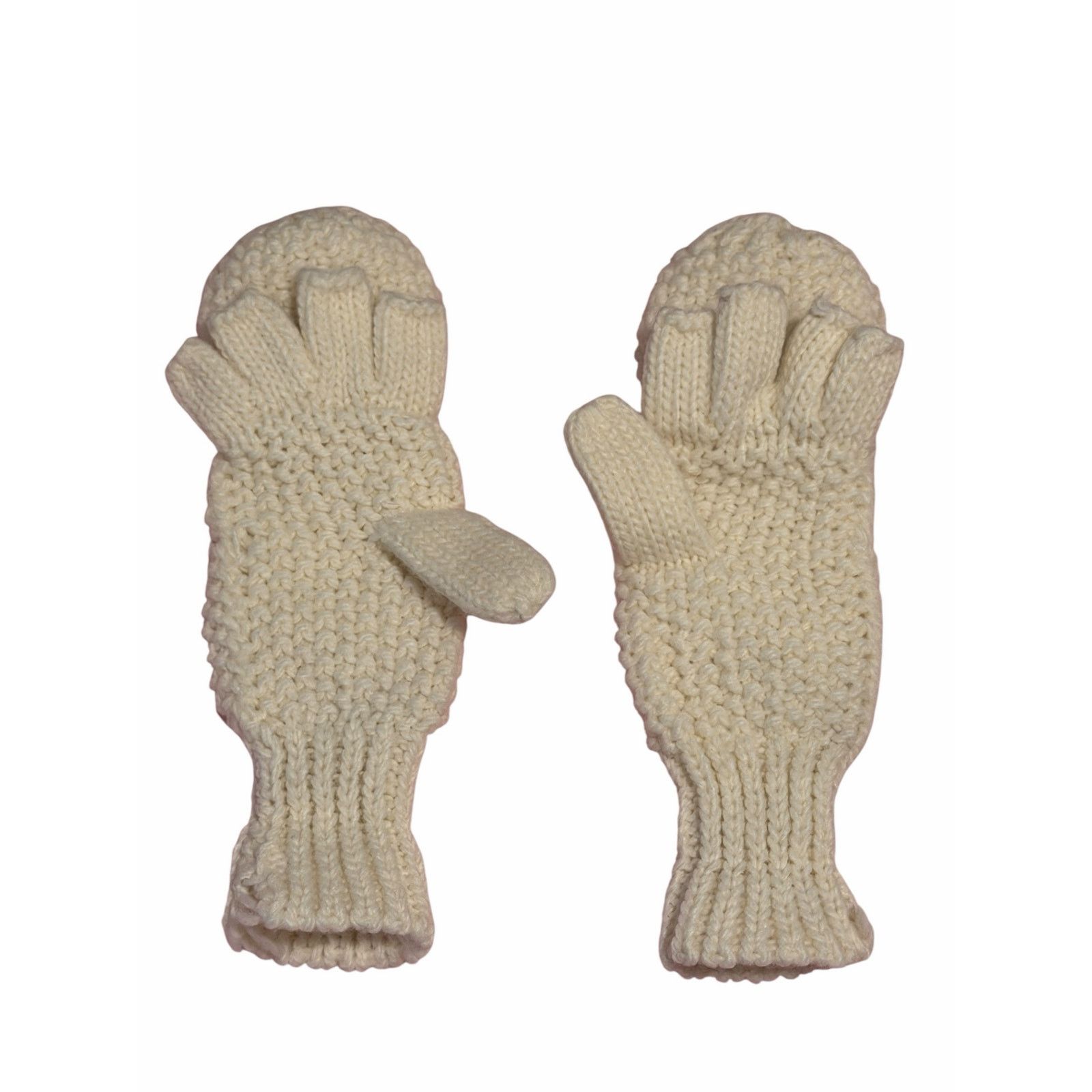 Other Women's White Solid Fuzzy Hand Knit Bird Mitten Gloves Size ONE SIZE - 4 Thumbnail