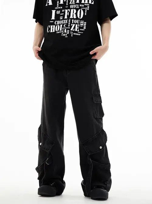Japanese Brand Street hip-hop leg bandage design loose jeans Size US 34 / EU 50 - 1 Thumbnail