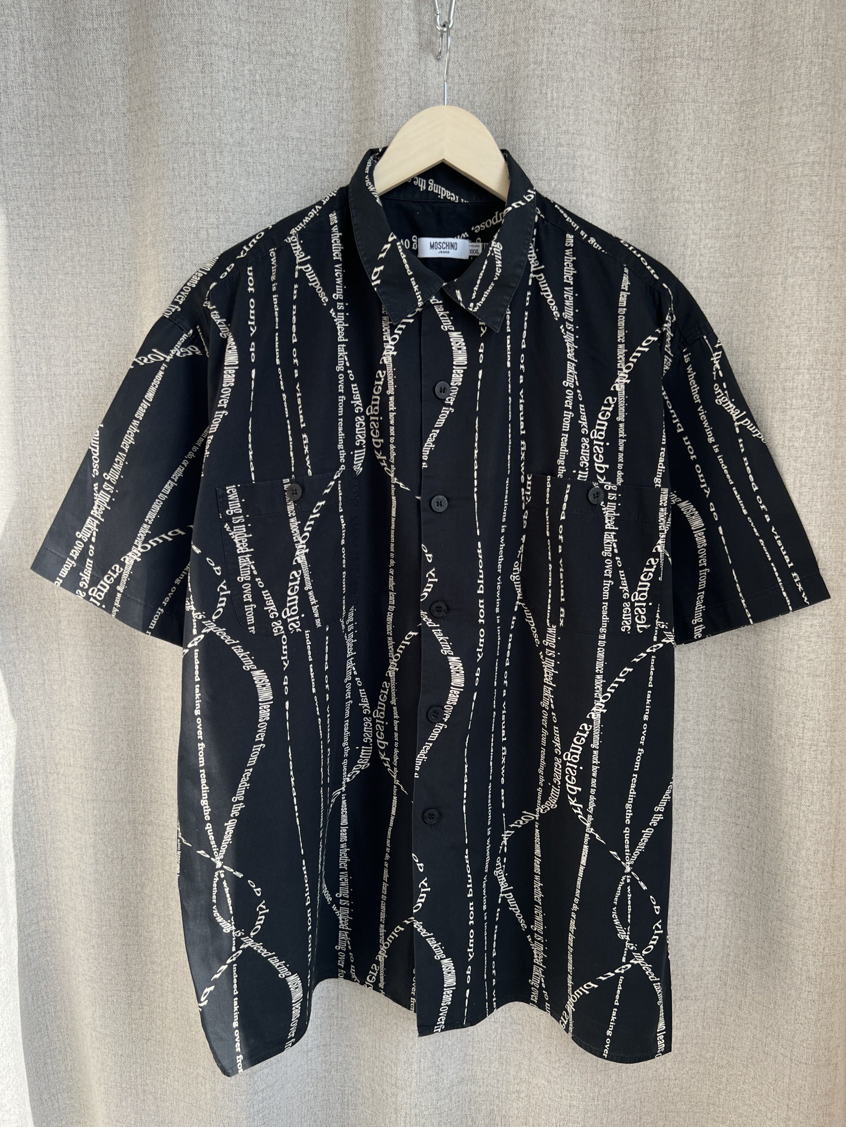 Vintage Moschino Jeans Allover Logo Button Up Shirt