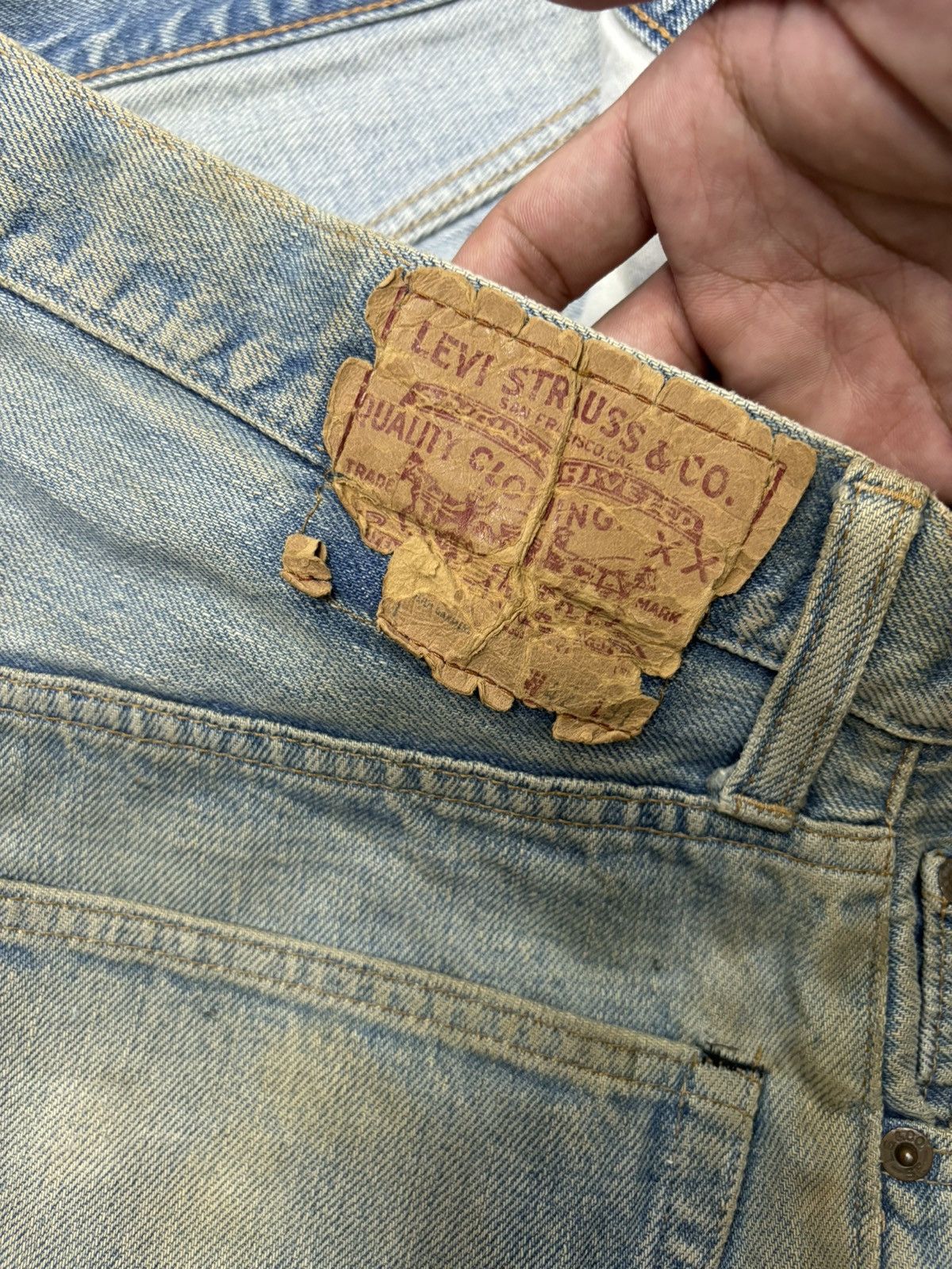 Levi's × Vintage GRAIL🔥Levis 501 Button 6 Selvedge Distressed Cut Denim Jean Size US 38 / EU 54 - 8 Thumbnail