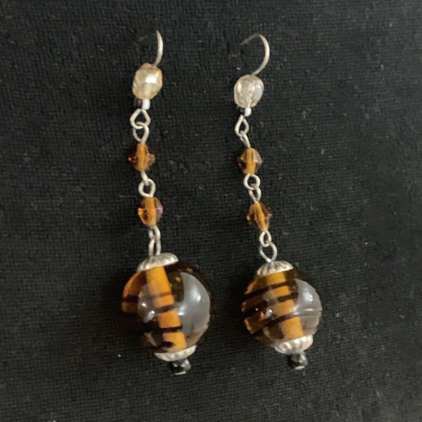 The Unbranded Brand Orange Glass Lampwork Drop Dangle Beads Vintage Handmade Size ONE SIZE - 6 Thumbnail