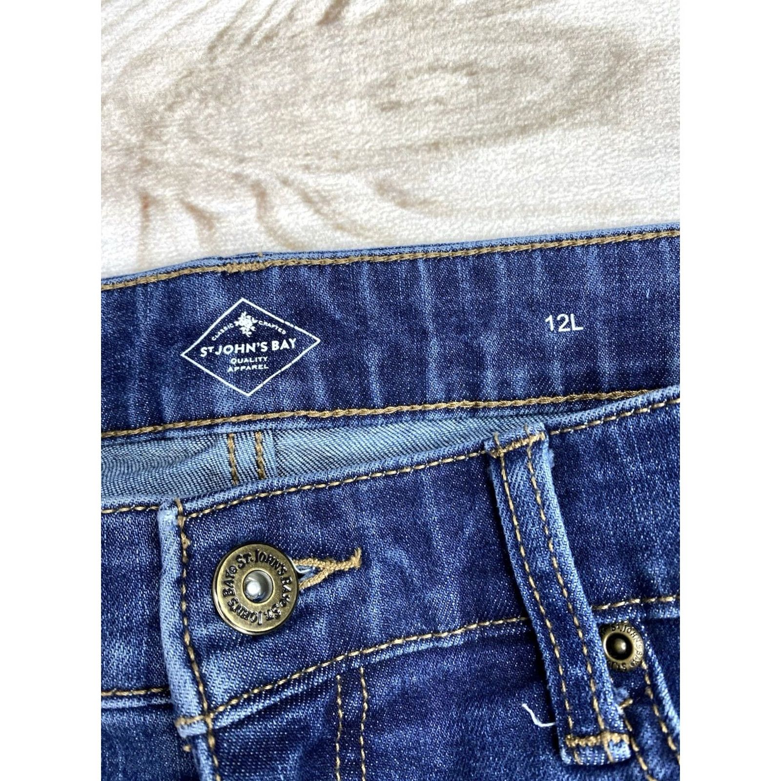 Vintage St John's Bay Jeans Womens 12 Tall Straight Denim Blue 5-Pocket Stretch MId Rise Vintage No N/A Size 34" / US 12 / IT 48 - 3 Thumbnail