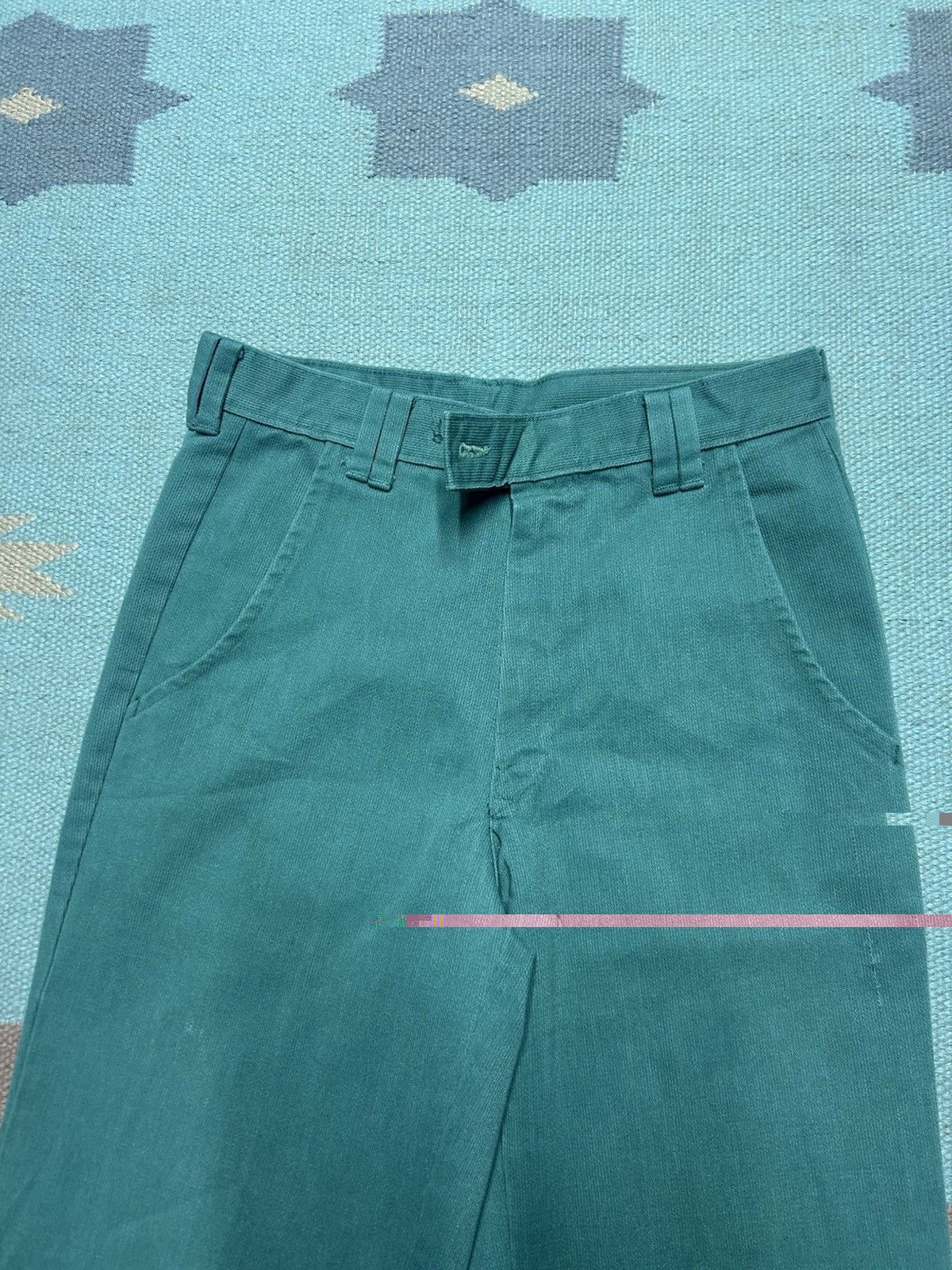 Vintage 1960s pique pants micro corduroy teal turquois tapered 26x31 Size 26" / US 2 / IT 38 - 4 Thumbnail