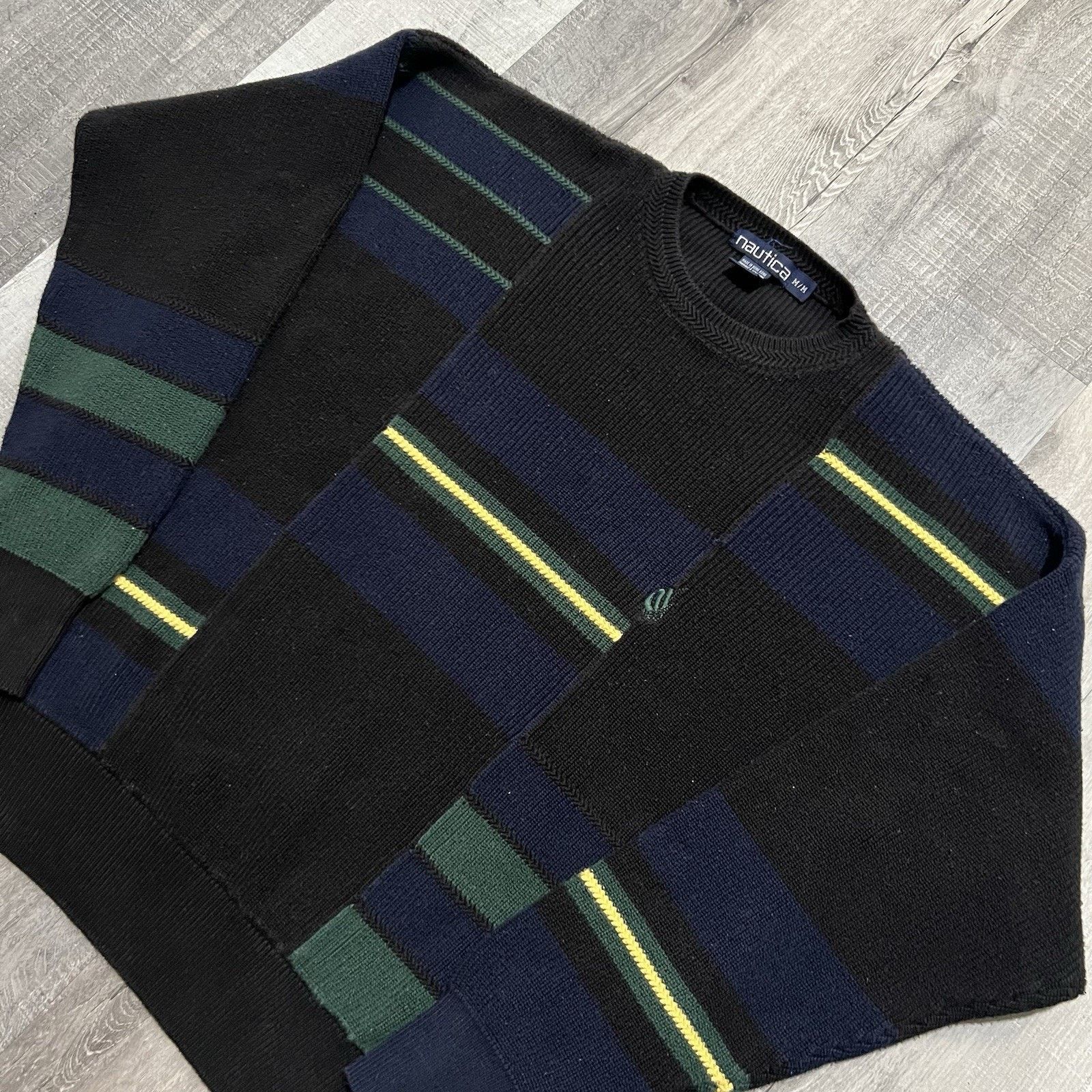 Nautica VTG Nautica Color Block Heavy Knit Sweater Black 90s Mens Size US M / EU 48-50 / 2 - 3 Thumbnail