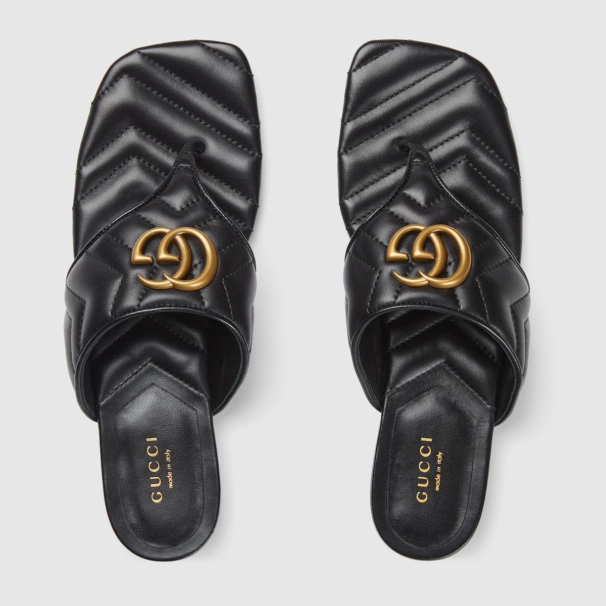 Gucci o1s1wg110125 Double G Thong Sandals Slippers in Black Size US 10 / IT 40 - 5 Thumbnail