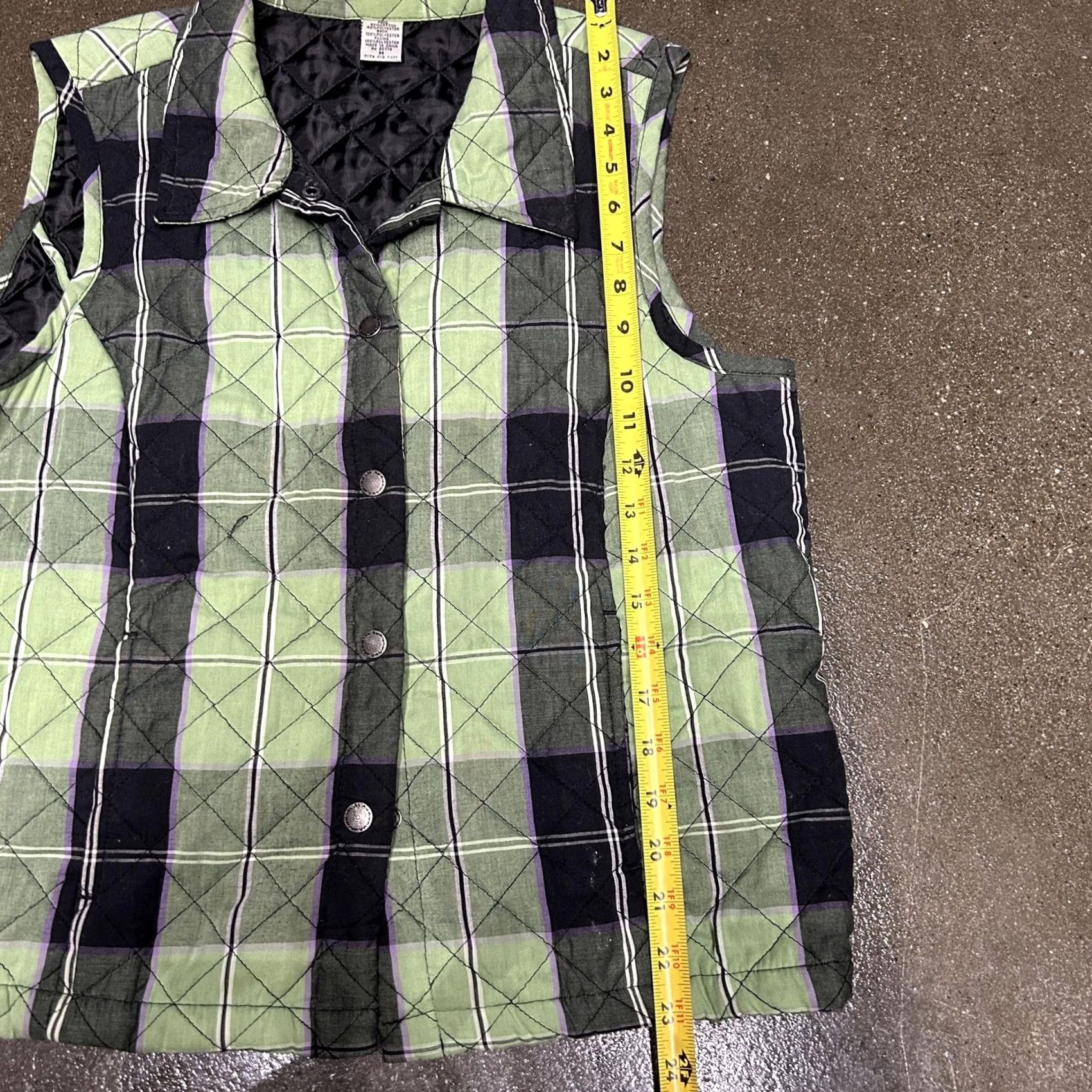 Vintage Rebecca Malone Vest Womens Medium Green Plaid Quilted Snap Front Collared Lined Size M / US 6-8 / IT 42-44 - 4 Thumbnail