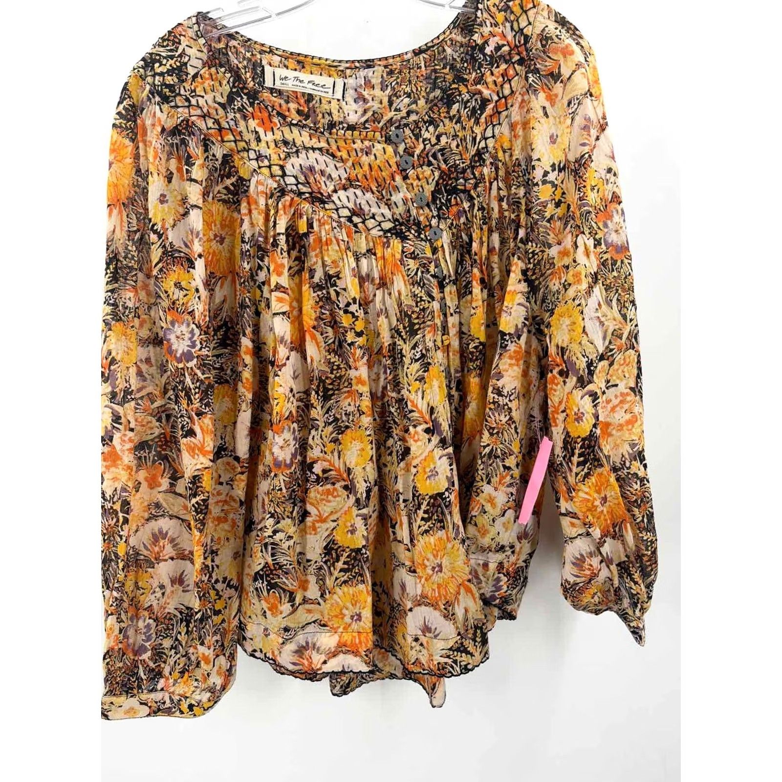 Free People Pre-Owned Free People Yellow Size Small Long Sleeve Blouse Size S / US 4 / IT 40 - 2 Thumbnail
