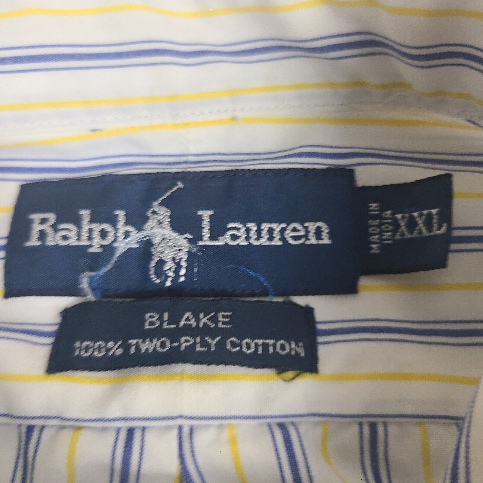 Polo Ralph Lauren Polo Ralph Lauren Shirt Mens Large Blake Two-Ply Striped Blu Size US XXL / EU 58 / 5 - 4 Thumbnail