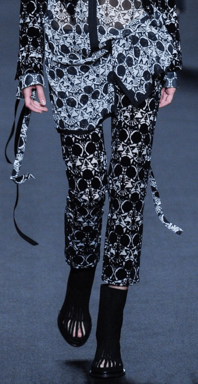 image of Ann Demeulemeester S/s 2014 Black Velvet Lace Cropped Pants, Women's (Size 26)