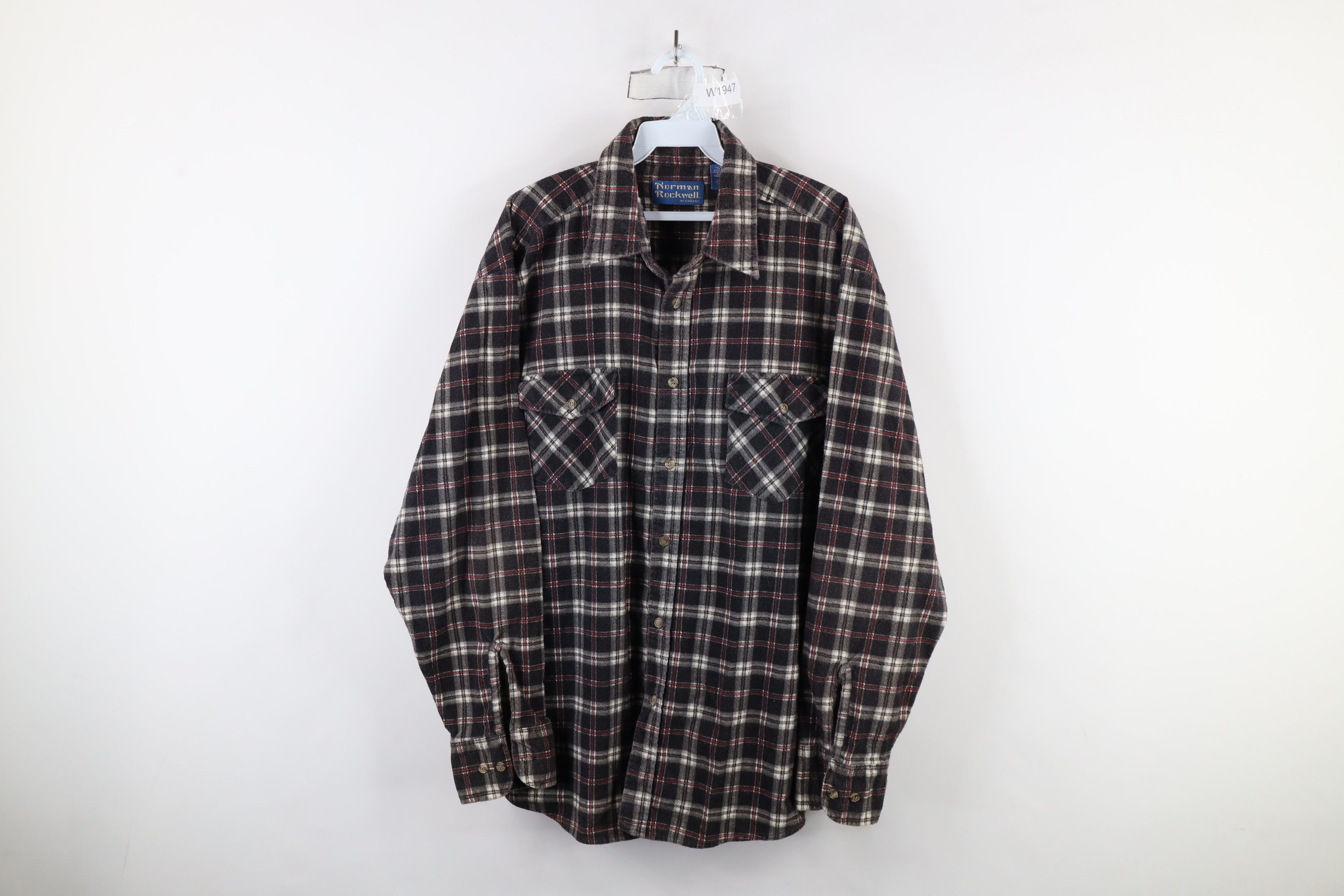 Vintage Vintage 90s Streetwear Collared Button Shirt Black Plaid Size US XL / EU 56 / 4 - 1 Thumbnail
