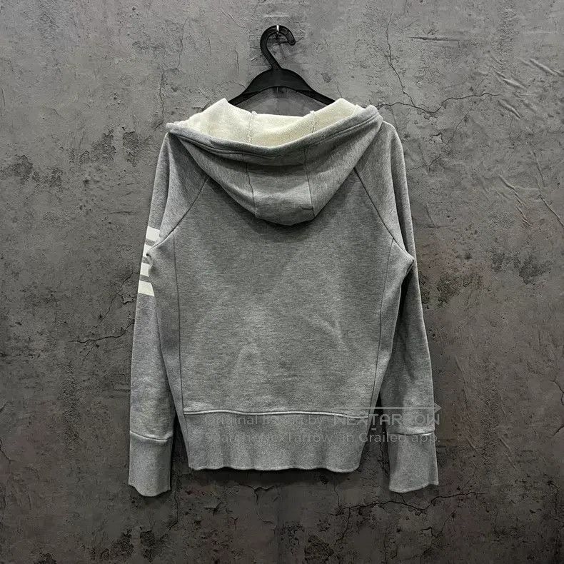 Thom Browne Thom Browne Gray four-stripe zippered hooded jacket Size US M / EU 48-50 / 2 - 5 Thumbnail