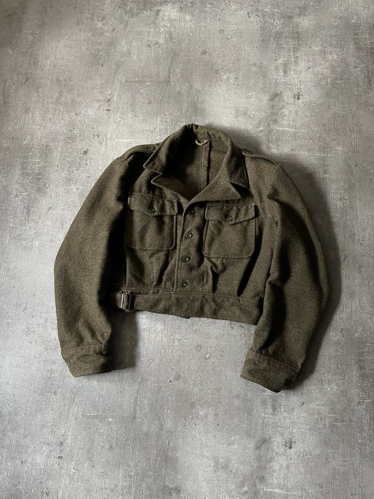 image of Vintage Military Ww2 Army Uniform Battle Dress Wool Jacket in Army Green, Men's (Size Medium)