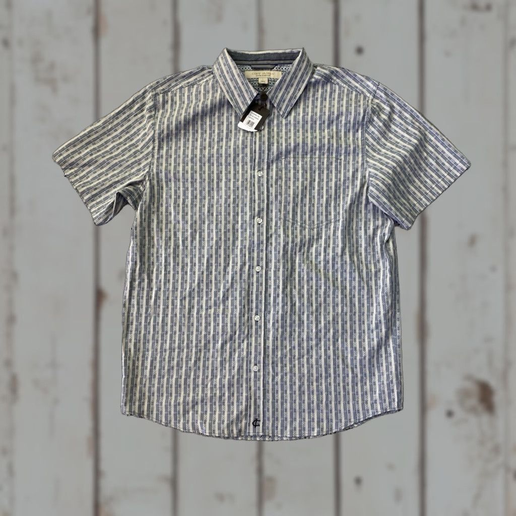 Cody James NWT Cody James Button-Down Shirt Mens Large Western Blue White Stripe Short Sleeve NAVAJO Pockets Cotton Casual Travel Size US L / EU 52-54 / 3 - 1 Thumbnail