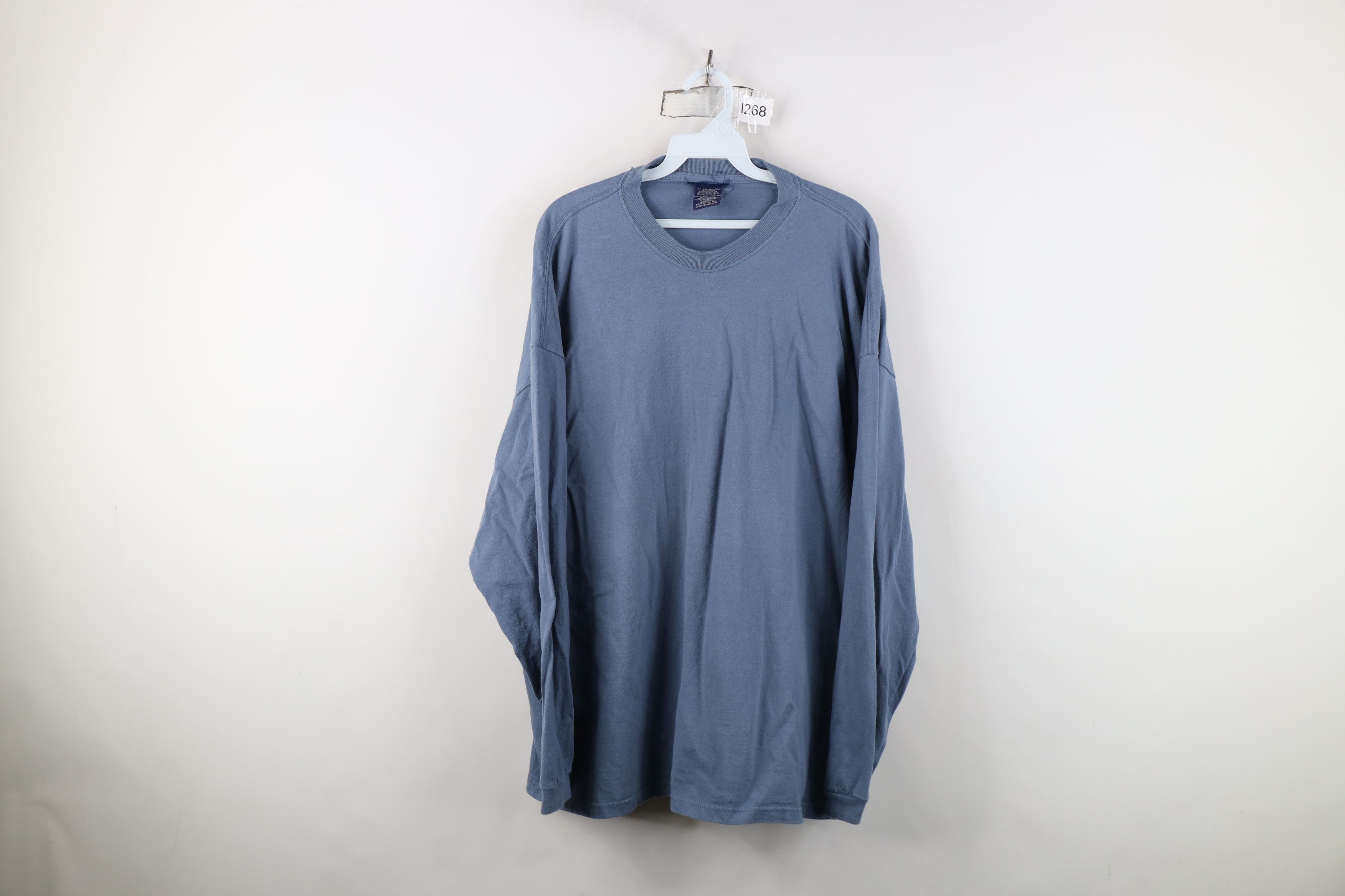 Vintage Vintage 90s Y2K Streetwear Long Sleeve T-Shirt Cotton Blue Size US XXL / EU 58 / 5 - 1 Thumbnail