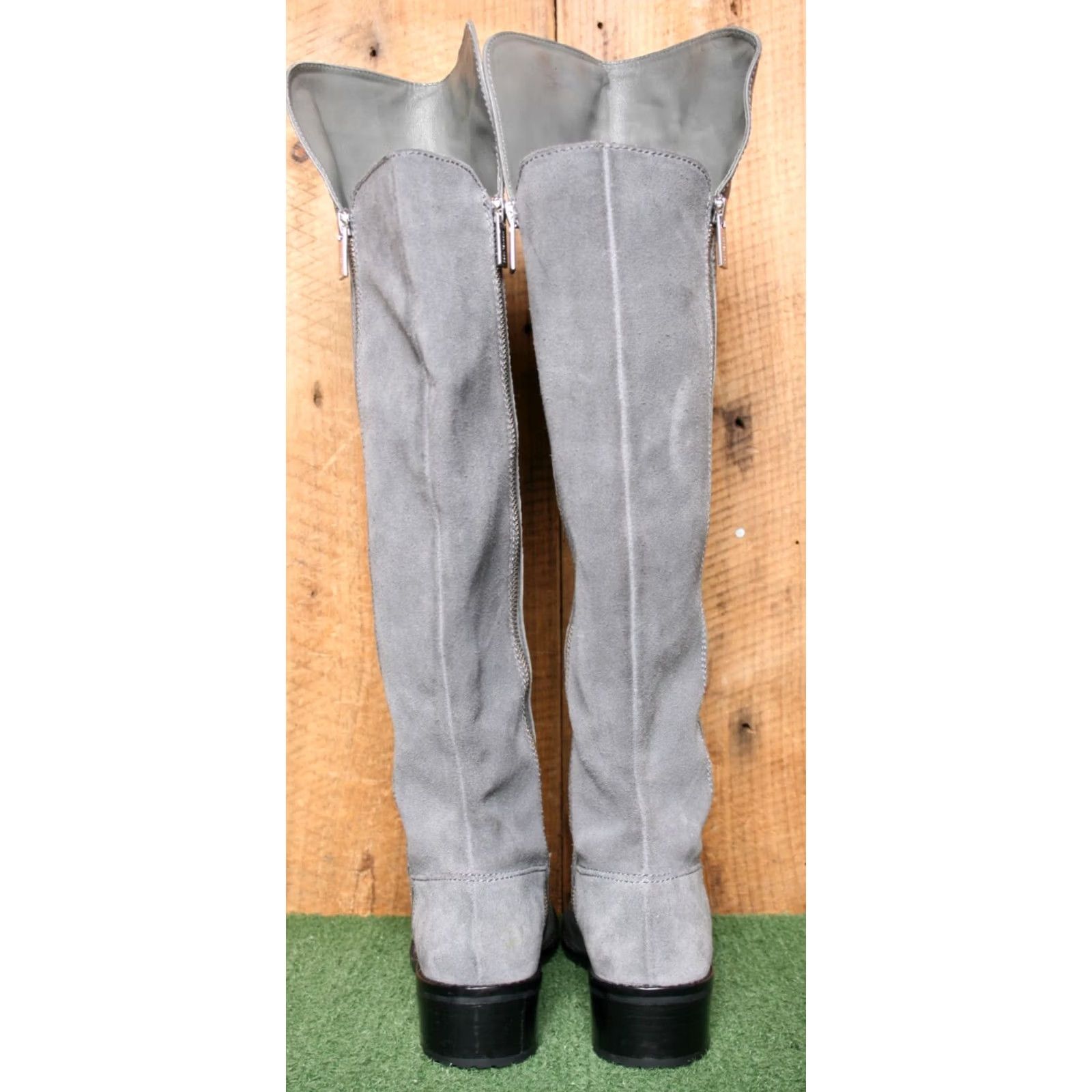 Michael Kors MICHAEL KORS Gray Leather & Suede Over-The-Knee Boots Sz. 7.5 M 20" Tall Riding Boot Womens Size US 8 / IT 38 - 5 Thumbnail