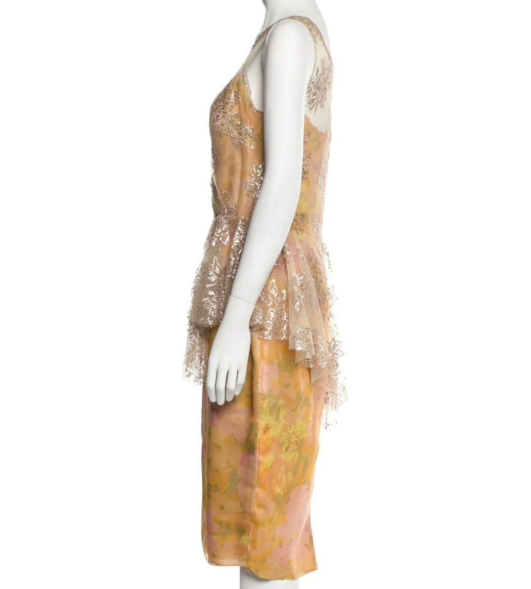 Badgley Mischka Badgley Mischka Peach Floral Dress – Size 14 – Scoop Neck – Size XL / US 12-14 / IT 48-50 - 9 Thumbnail