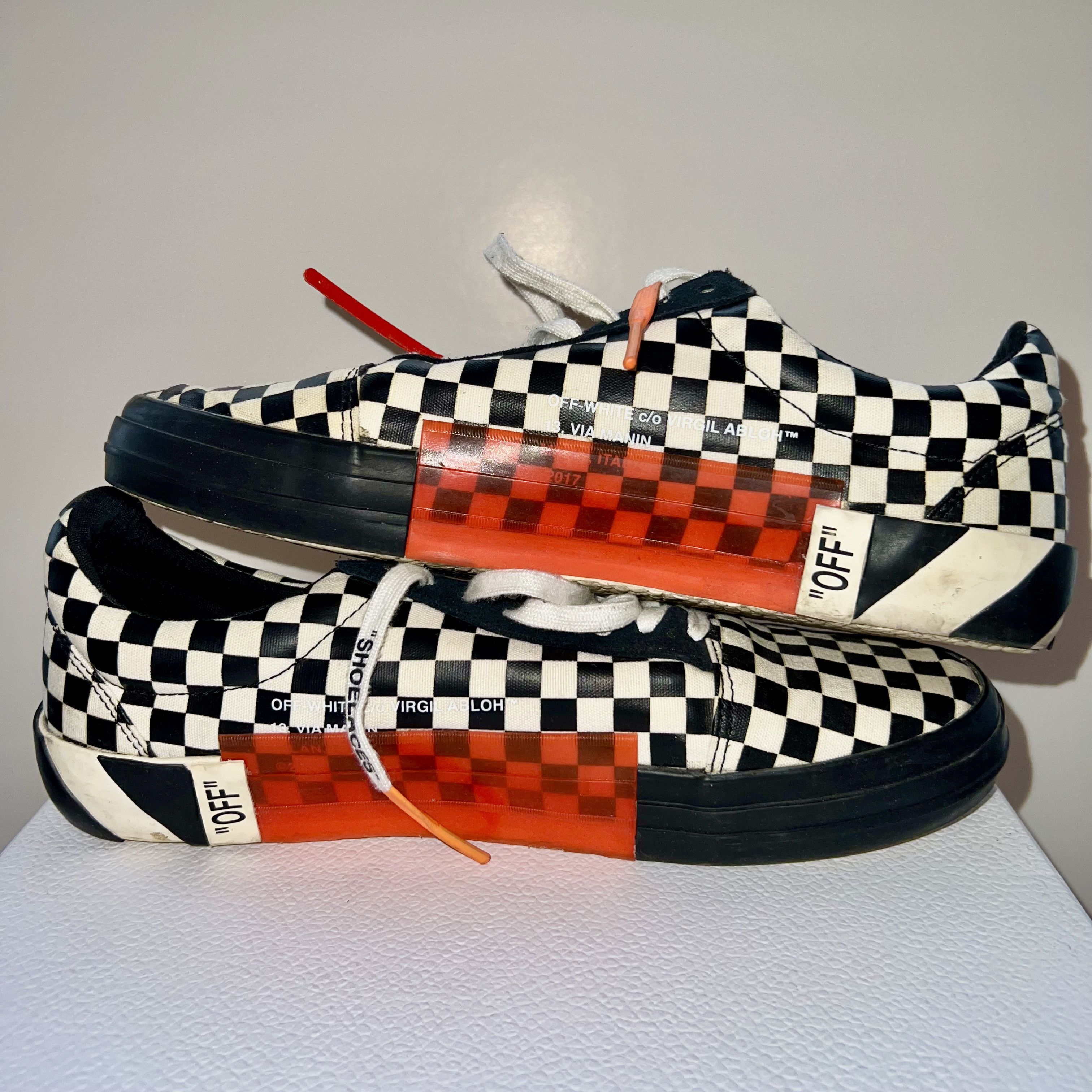 Off-White Off-White RARE Checkerboard Vulc Low Top Sneakers Size 44/11 Size US 11 / EU 44 - 14 Thumbnail