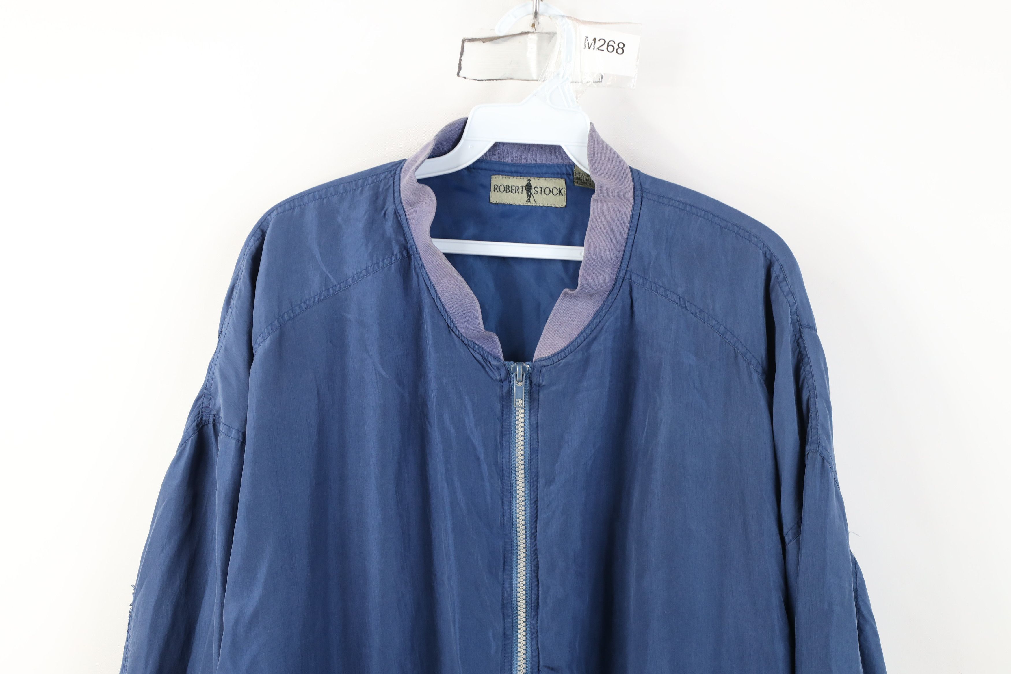 Vintage Vintage 90s Streetwear Silk Full Zip Bomber Jacket Blue Size US XL / EU 56 / 4 - 2 Thumbnail