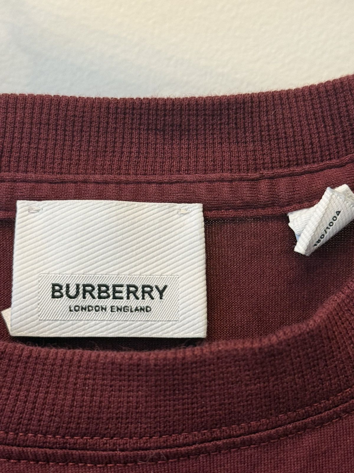Burberry Burberry Embroidered EKD Deep Crimson Cotton T Shirt Size US L / EU 52-54 / 3 - 2 Thumbnail