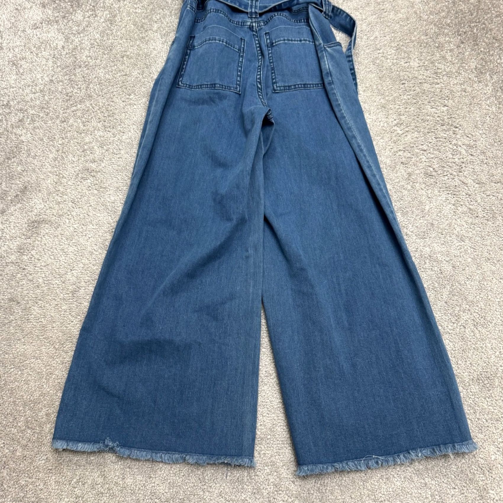 Vintage Gabrielle Union Jumpsuit Womens PXS Blue Denim Short Sleeve Zip Up Raw Hem NWT Size 26" / US 2 / IT 38 - 5 Thumbnail