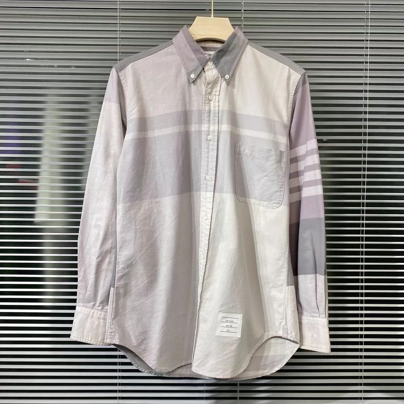Thom Browne Thom Browne Gray Plaid Long Sleeve Shirt - dmc Size US M / EU 48-50 / 2 - 1 Thumbnail