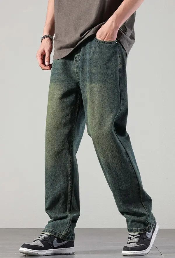 Japanese Brand Classic retro casual versatile olive green jeans Size US 32 / EU 48 - 4 Thumbnail