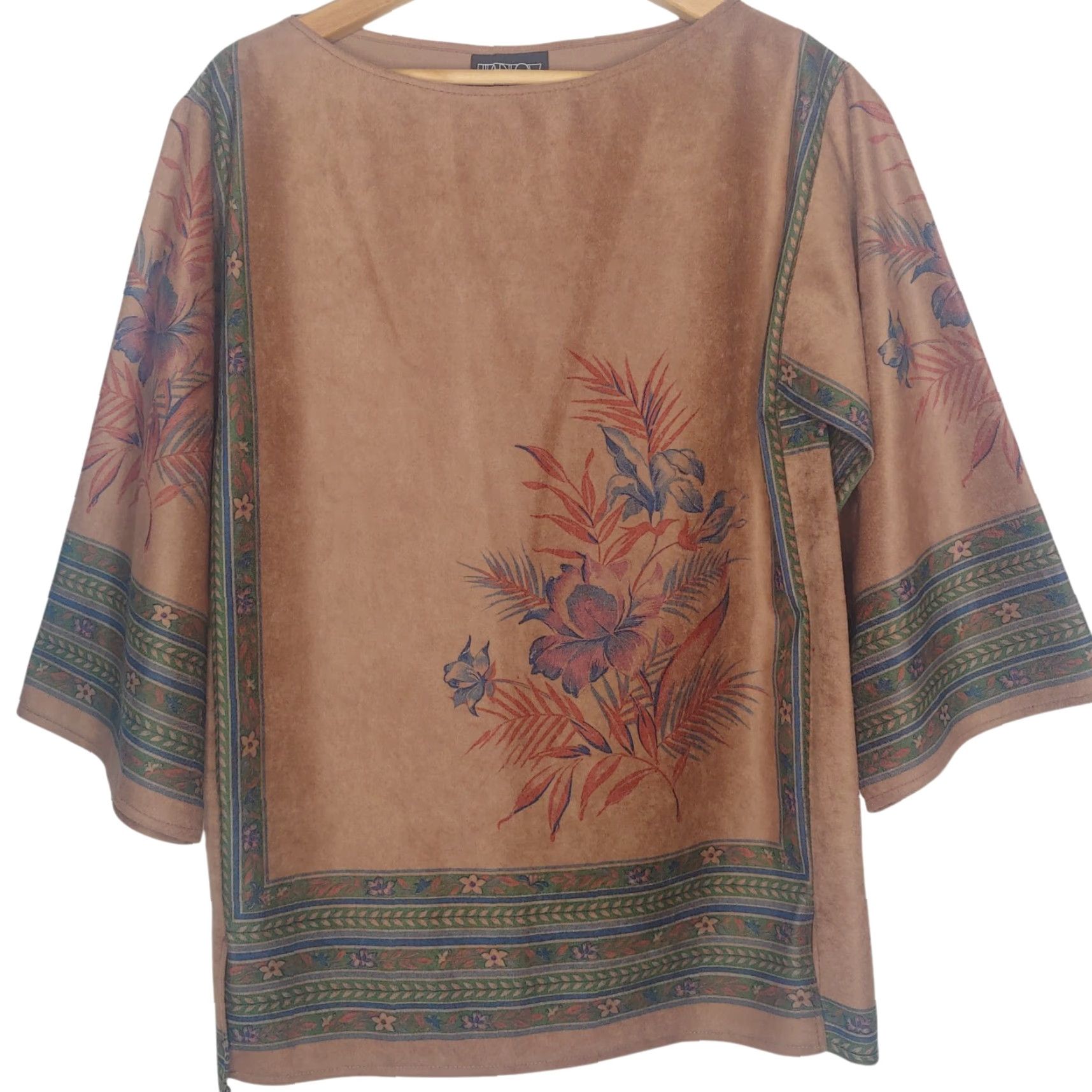 Vintage VINTAGE Harlow Shirt Women M Brown Floral Tapestry Retro Lagenlook 3/4 Sleeve Pullover Round Neck Tunic Blouse Size M / US 6-8 / IT 42-44 - 3 Thumbnail