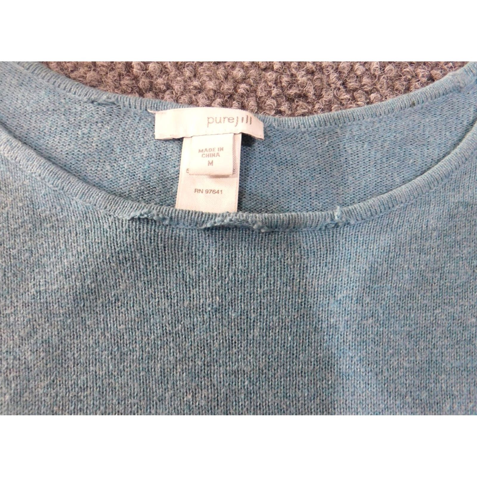 J. Jill J. Jill Sweater Pullover Womens Medium Blue Cable-Knit Cotton Cashmere Stretch Round Neck Long Sleeve with Pockets - Regular Fit, Winter Gift padrões Size M / US 6-8 / IT 42-44 - 6 Thumbnail